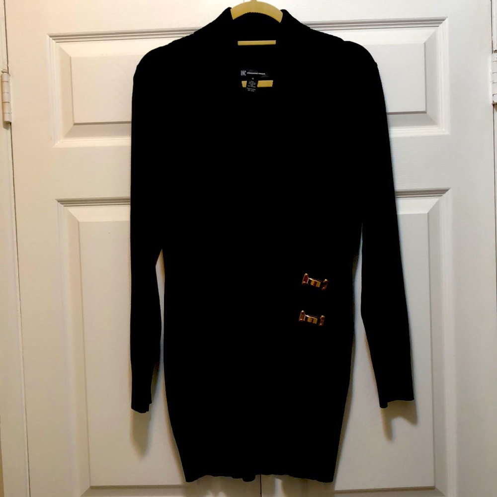 INC Black Tunic Wrap sweater